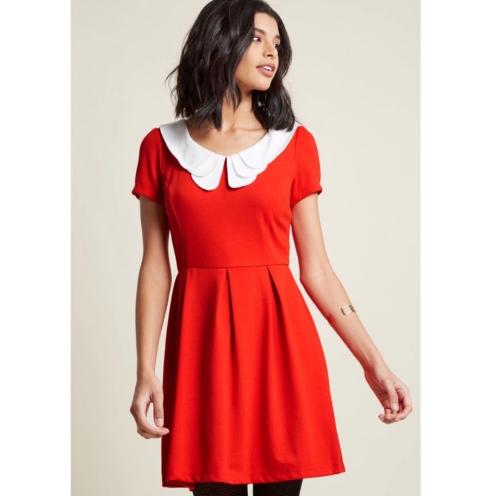 NWOT Red dress with Peter Pan collar